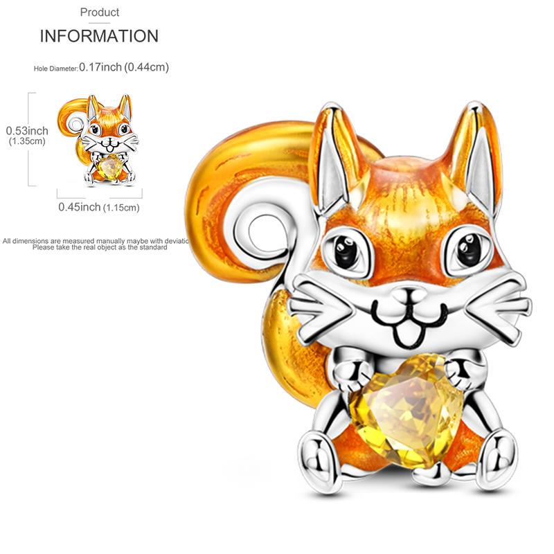 Copper Frog Fox Etc Heart-Shaped Gemstone Decoration Charms Fit Original Bracelet Women Jewelry Girl Making Beads