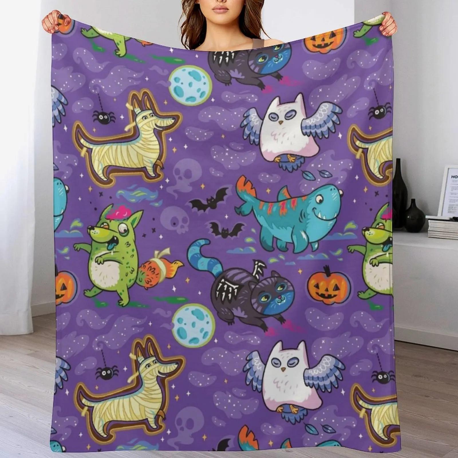 

Crazy Halloween Night Throw Blanket Cozy Light Blanket for Travel Camping Picnic 102x76cm(40x30in)