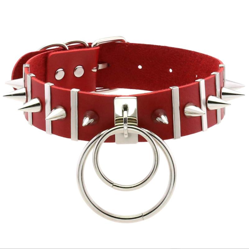 1Pc Punk Women Harajuku Heart Religion Cross PU Leather Choker Necklaces Punk Gothic Spike Rivet Collares Bell Torques Jewelry