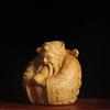 Natural Log Carving Characters God of Wealth Figurine , Chinese Characteristic Wood Carving Home Room Office  Feng Shui  Statue