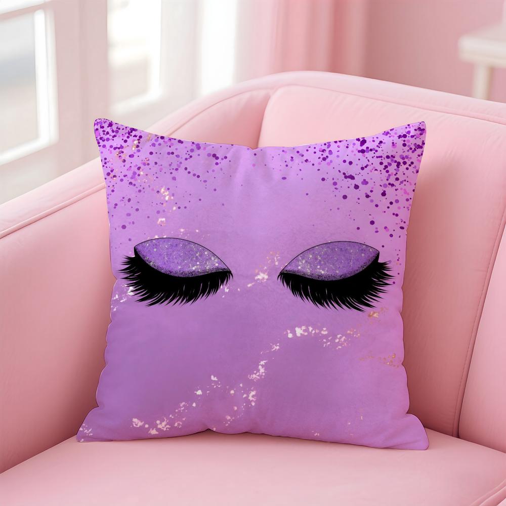 Beauty Makeup Eyelash Art Cushion Cover Pillowcase Short Plush Invisible Zipper Room Sofa Cushion Cover