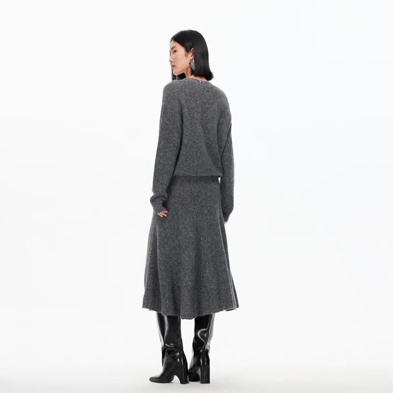 Veromoda Women's A-Line Wool Mohair Midi Skirt