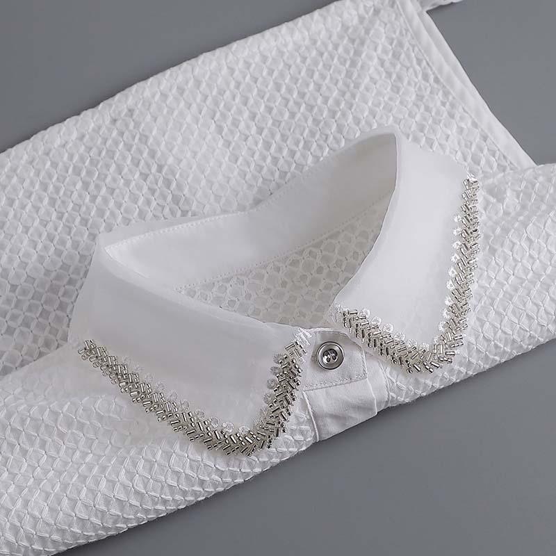 Perfect Match Embroidery Fake Collar Women Lace Detachable Lapel Collar Shirt Top Tie White Ruffles False Collar Woman Removable False Blouse