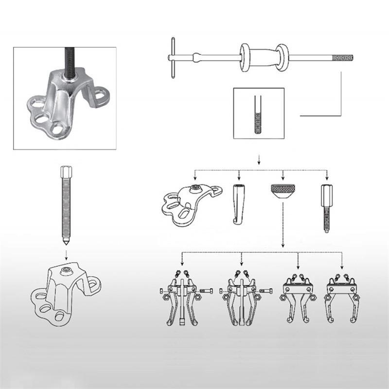 9-Way Slide Hammer Puller Set, Front Wheel Hub Bearing Remover & Rear Wheel Axle Hub Dent Shaft Puller Tool Kit Wheel Bearing Removal Tool