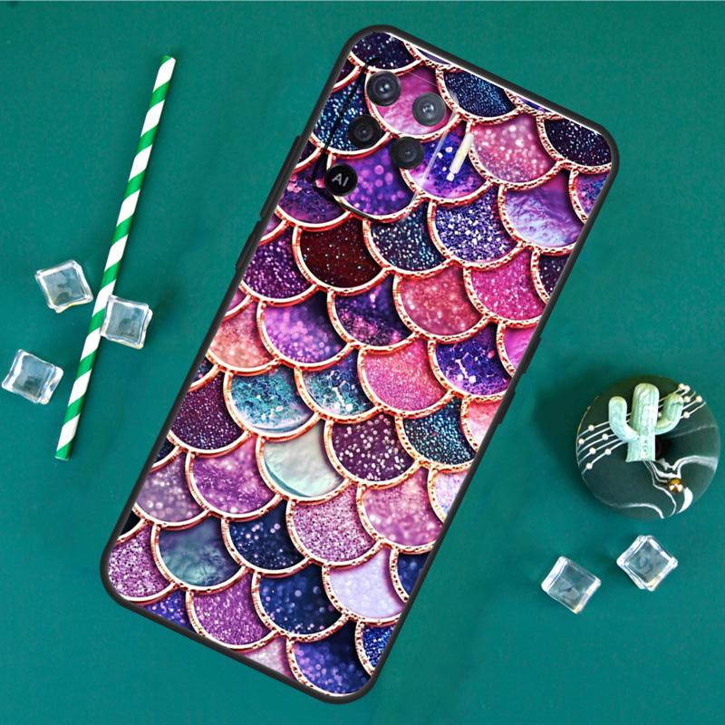 Watercolor Faux Mermaid Scales Case For Oppo A60 A40 A80 A16 A76 A96 A18 A38 A58 A78 A98 A91 A15 A17 A74 A94 A54 A57S Cover