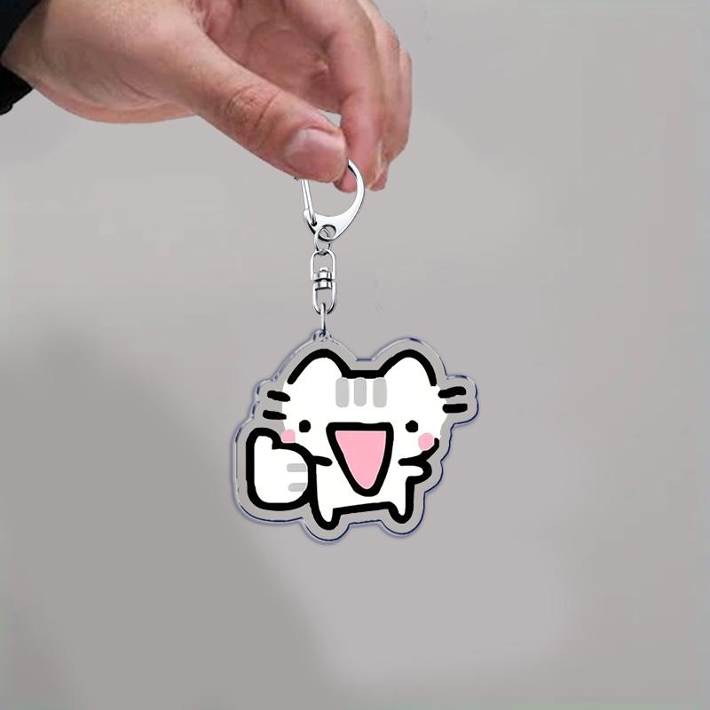 Cute Cat Cartoon Keychains for Accessories Bag Funny Meme Kawaii  Strawberry Kitten KeyChain Ring Jewelry Fans Gifts Keyrings
