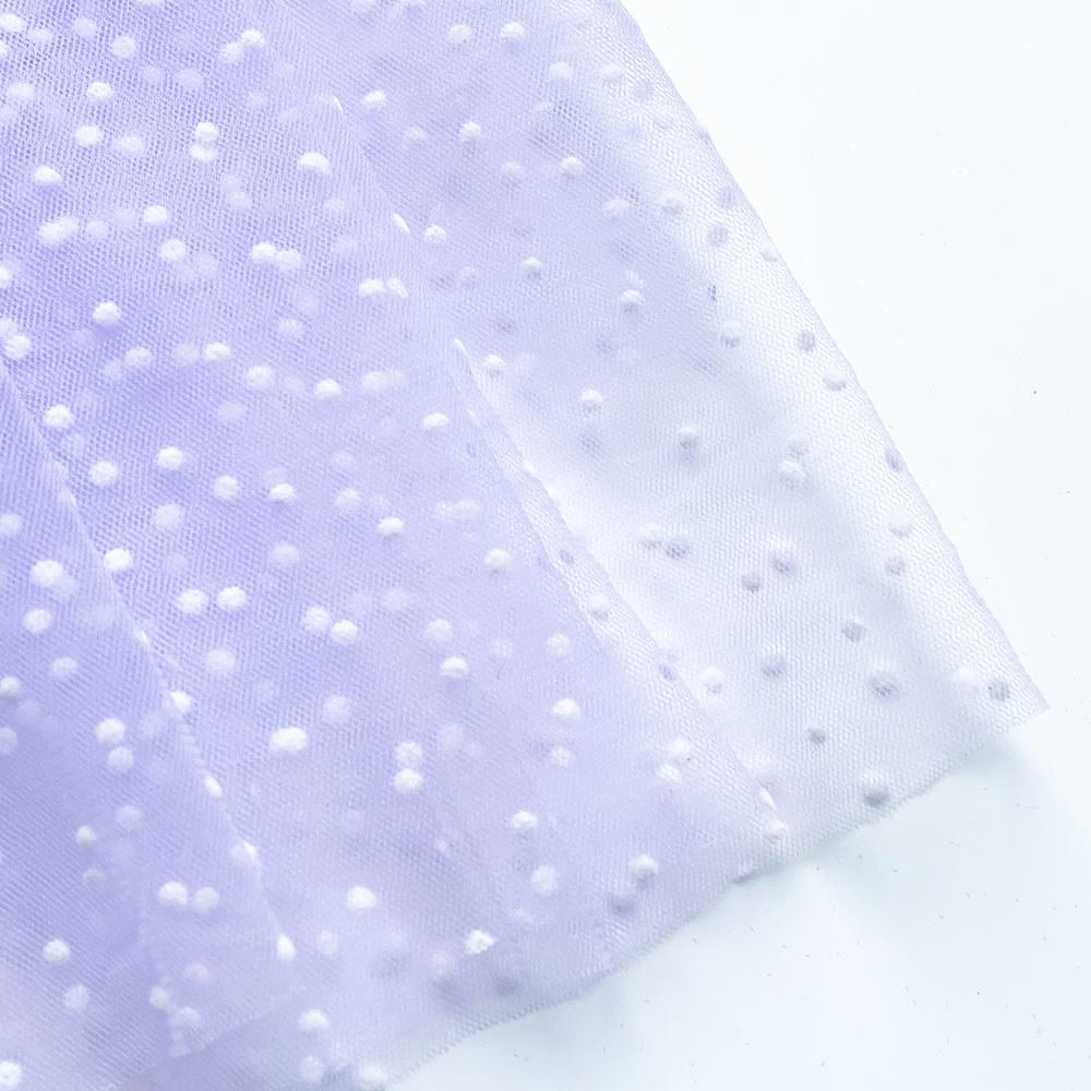 Flocked Polka Dot Tulle Fabric White & Khaki Polyester Stretch 155cm Width for Puff Skirt Clothes Sewing DIY Wedding Decoration