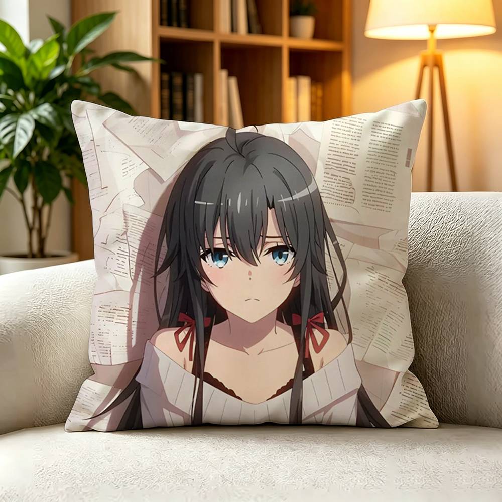 YYukino Yukinoshita My Teen Romantic Comedy SNAFU Pillow Case Square DoubleSided Sofa Cushion Cover Bedroom Bedside Pillow