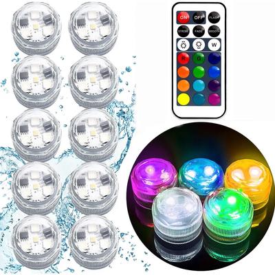 Mini Lumières LED Submersibles Petites Bougies LED Sous-marines Étanche avec Télécommande pour Vase Fête à Domicile Mariage Table Amagi