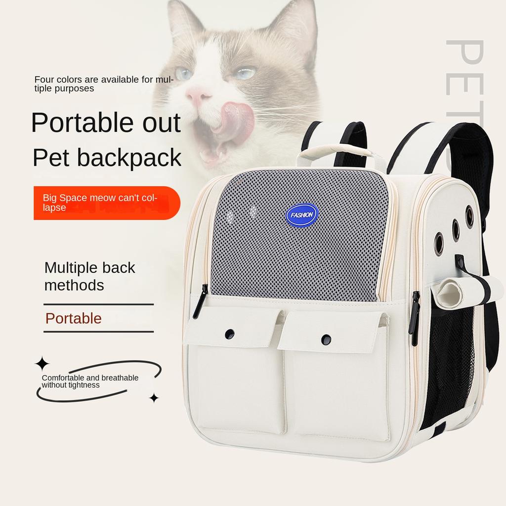 Cat Bag Portable Pet Large Capacity Cat Carrier Backpack Adjustable Strap Pet Carrying Bag Foldable Cat Backpack Outdoor Travel