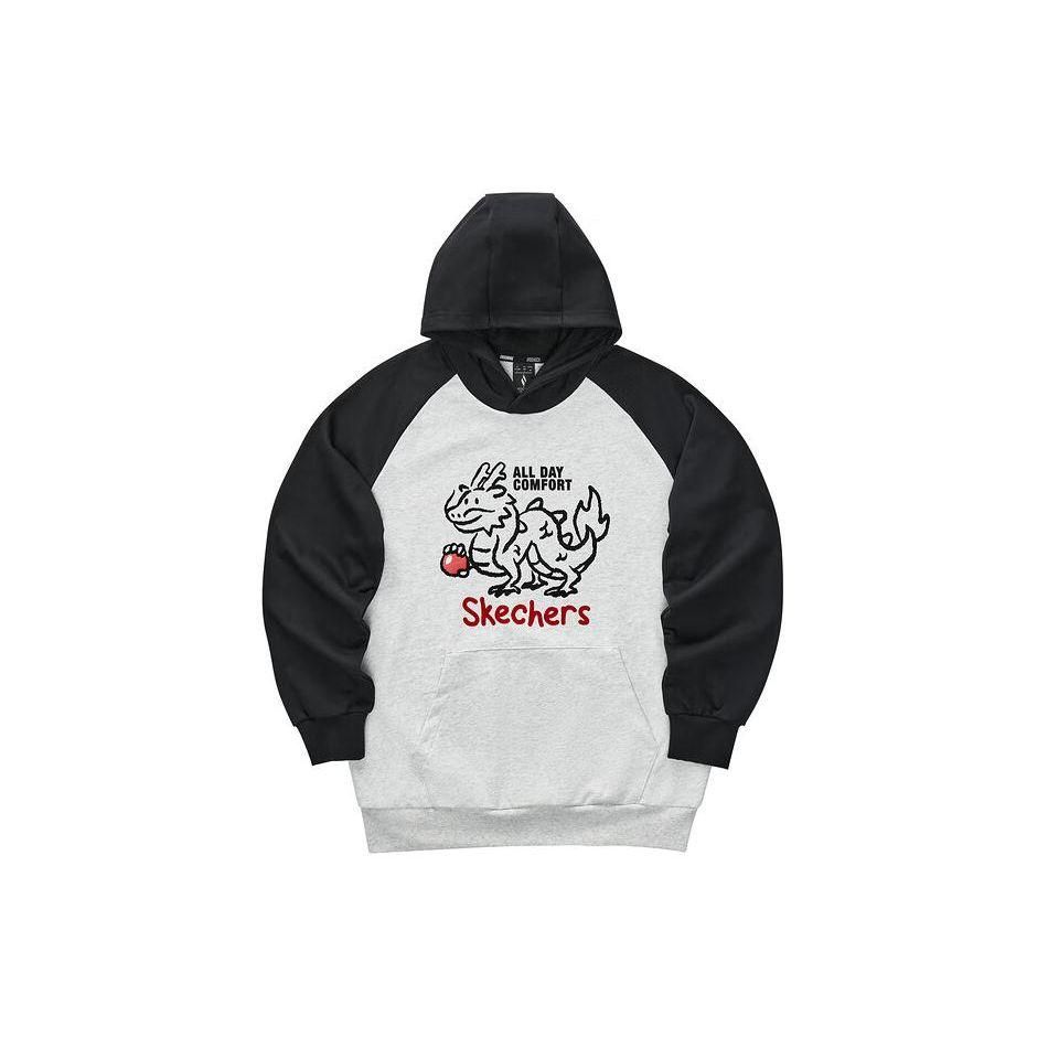 Skechers New Year Series Hand-Painted Letter Print Hoodie Men Hoodies Light-White Gray L124M012-0248 L
