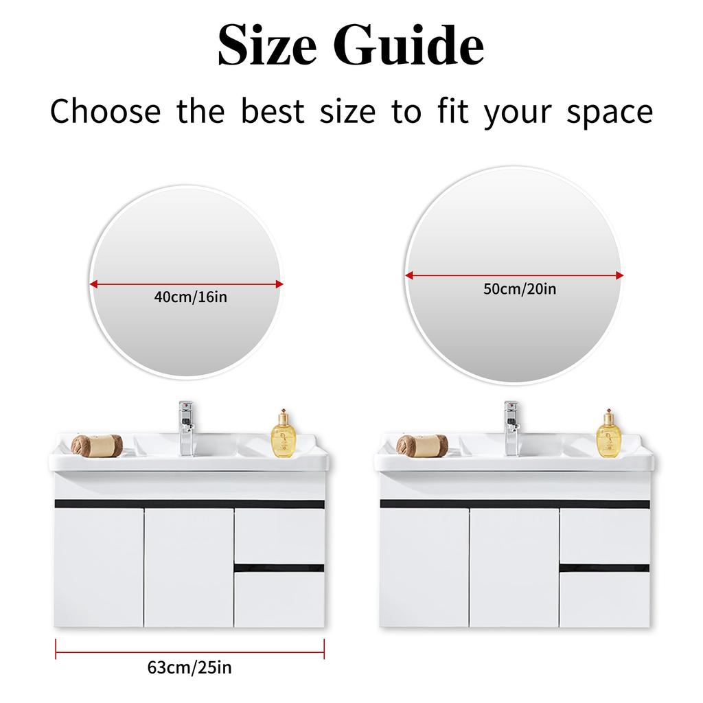 ANYHI 50cm white round mirror, wall-mounted mirror, bathroom mirror, round wall mirror, suitable for bathrooms, bedrooms, and entryways