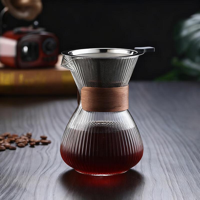 ZISIZ Striped Glass Coffee Sharing Pot Set