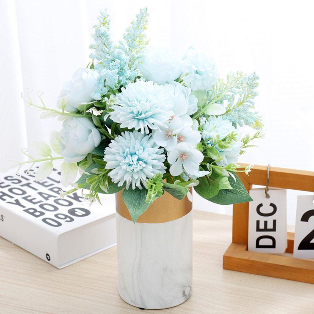 DIY Artificial Peony Flowers Silk Petal Foam Spica Simulation Dandelion Flowers  Wedding Ornament
