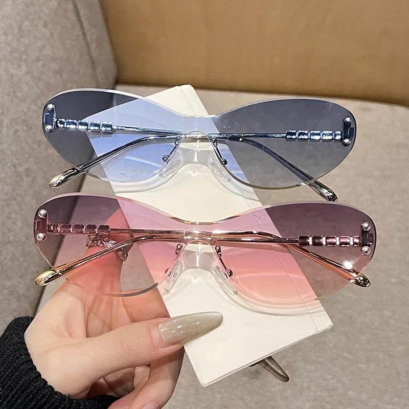 Men Women New Fashion Sunglasses Ins Style Rimless Uv400 Sunglasses Goggles Trendy Vacation Seaside Sunglasses Eyeglasses
