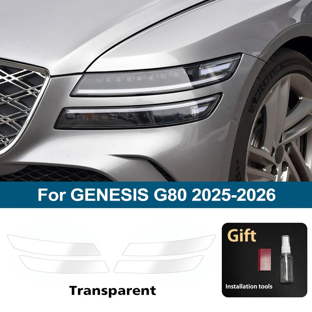 TPU Car Headlight Protection Film For GENESIS G8 E-G80 Smoke Black High-Gloss Pre-Cut PPF Anti-Scratch Car Vinyl Wrapping Kit