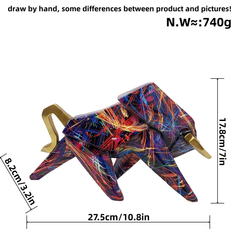 Latest Product Transfer Geometric Bull Living Room Best Home Use Resin Craft Study Wine Cabinet Entrance Ornament Decoration Decoration