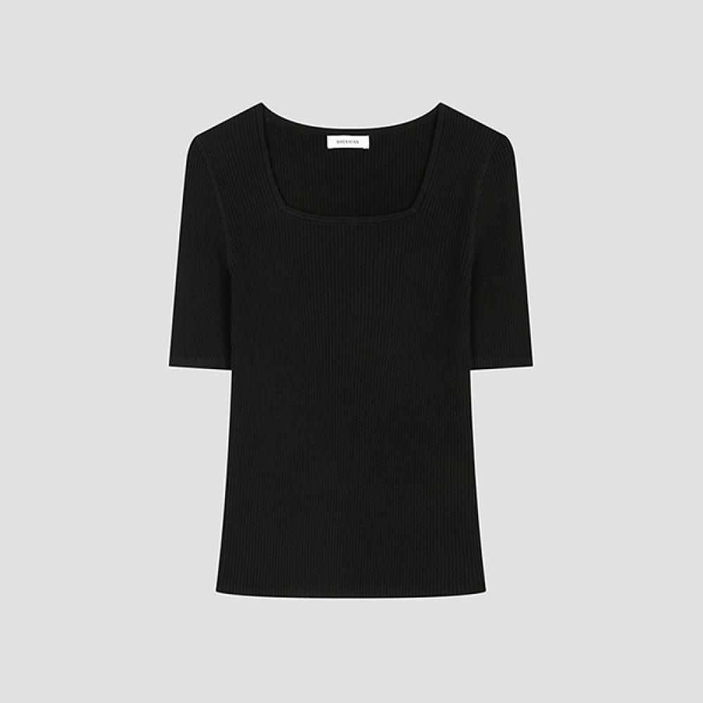 

She S miSS Deep Square Neck Short Sleeve Knit SSkpoo22540 Bk blacks/55
