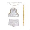 Cosplay Performance Outfit Iridescent Short Top and Shorts Set with Belt Holographic Dance