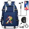 USB Headphone Backpack for Teens Students Boys Girls Leisure Travel Dual Shoulder Bags Soccer Hot Selling Waterproof Large Capacity