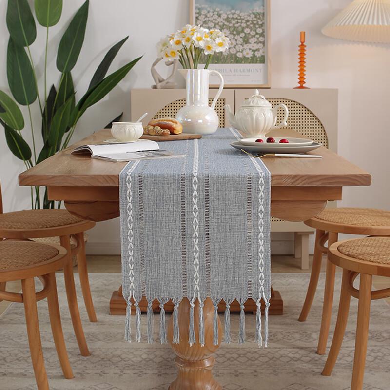 Cotton Linen Tassel Table Runner