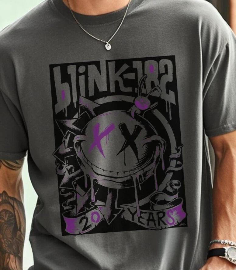 

Blink 182 20 Years T-Shirt Punk Rock Band Vintage Black Comfort Colors Tee 2XL