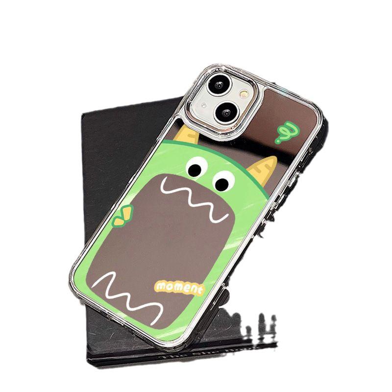 Mirror green big mouth monster is suitable for iPhone17promax mobile phone case 16/15 Apple 13 all-inclusive explosion 14