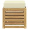Outdoor Stool Bench White 43 x 43 x 45 cm Solid Acacia Wood