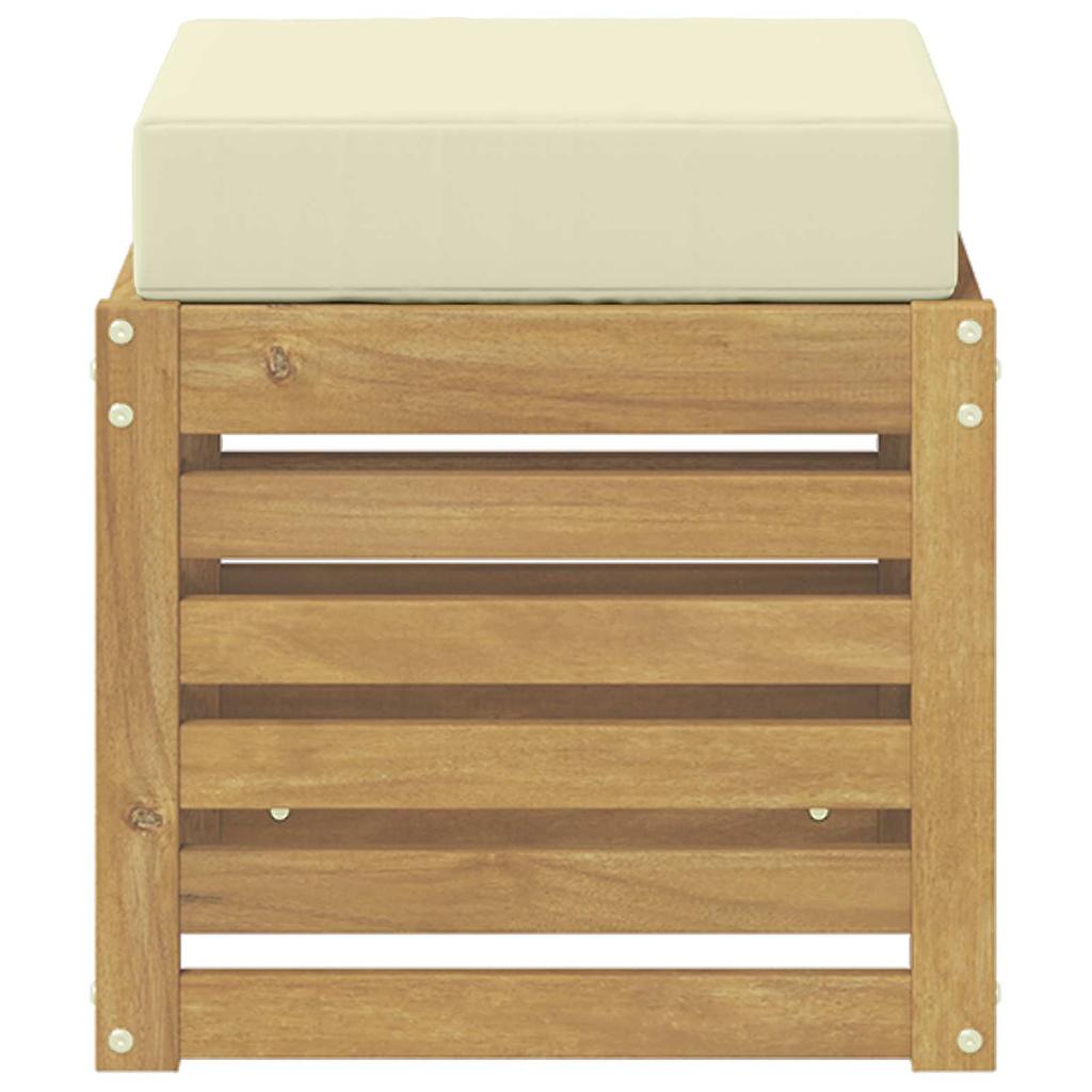 Outdoor Stool Bench White 43 x 43 x 45 cm Solid Acacia Wood