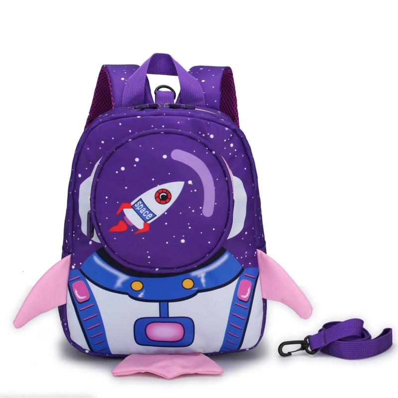 Kids Backpack with Safety Guide 3d with Drawing Rocket Lightweight School
