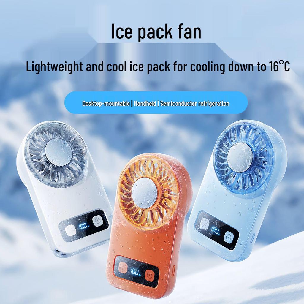 Ice Pack Portable USB Handheld Fan - Strong Wind Cooling for Outdoors