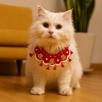 Cat Neckwear Adjustable Cat Hand-knitted Scarf Lace-up Style Decorative New Year Pet Collar Pet Saliva Towel Pet Show