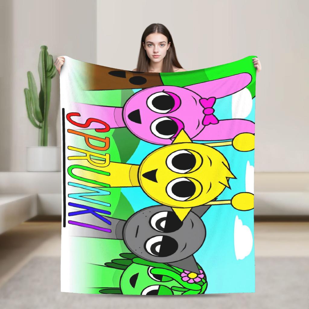 Sprunki Characters Game Blankets  Flannel Funny Breathable Throw Blanket for Home All Season