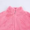 Kaslead New Arrival Women's Clothing Fashion Style Fur Integrated Stand Collar Short Zipper Jacket Outwear