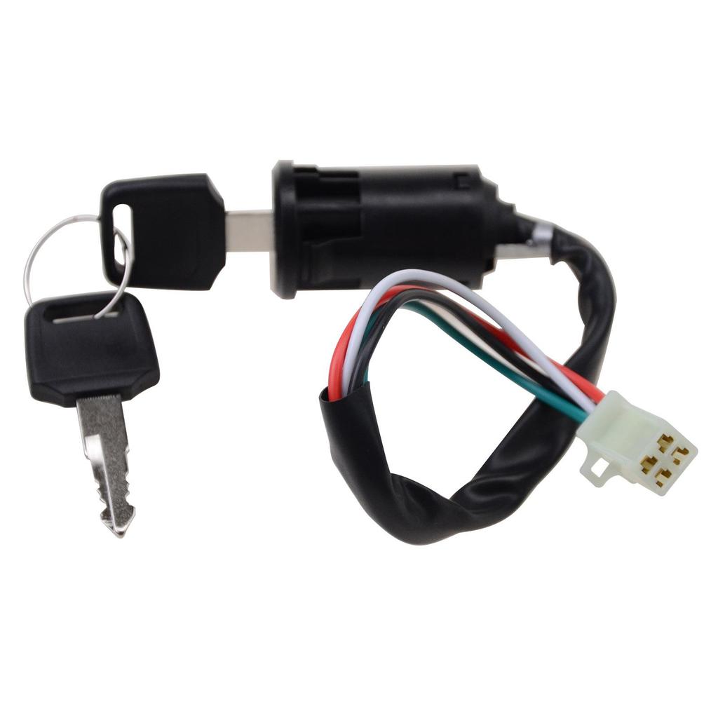 ATV & Off-road Vehicle Ignition Switch Key with Plastic Door Lock, Four-wire, Two Female Connectors (50-250cc)
