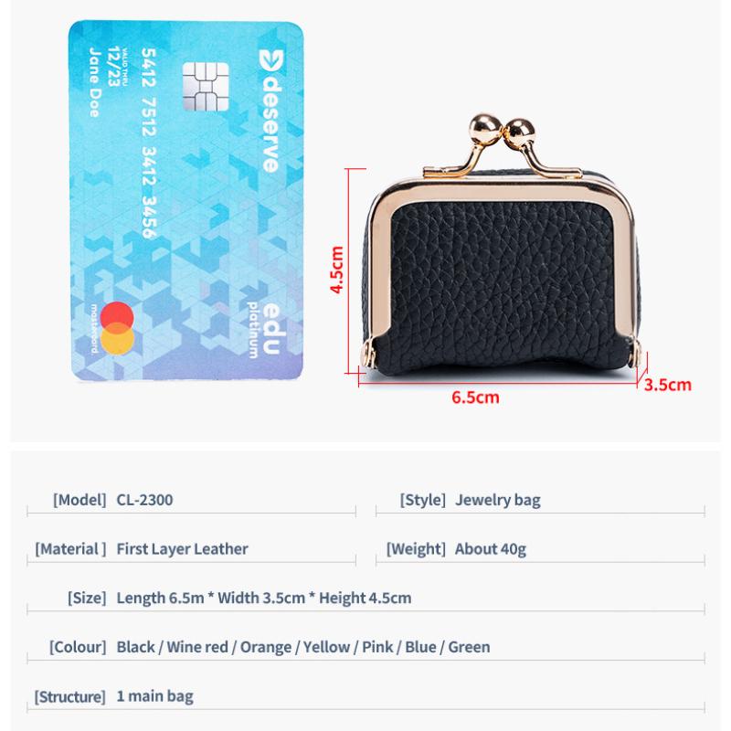 Monedero Mini de Cuero Genuino Bolsa Avanzada Linda Anillo de Diamante Dorado Bolsa para Joyas Billetera de Mano Pequeña Estuche para Auriculares Para Mujer