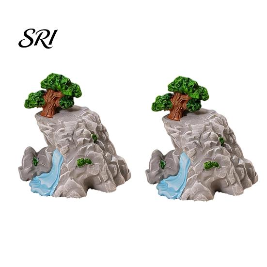 Miniature Rock Garden Decor 2 Pcs Stone Statue Resin Fake Models for Diorama Tranquil Zen Ornament Supplies Micro Train Landscape Railway Sand