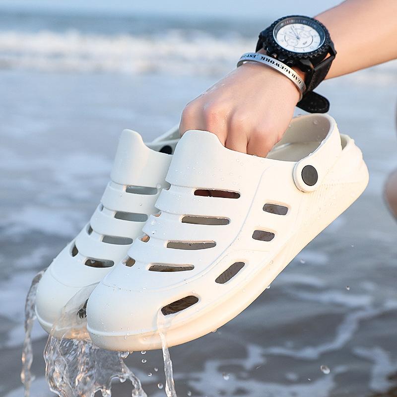 Men's Hole Shoes Summer Wear Non-slip Thick-soled Dual-purpose Bag Head Drag Beach Shoes Couple Wading Sandals