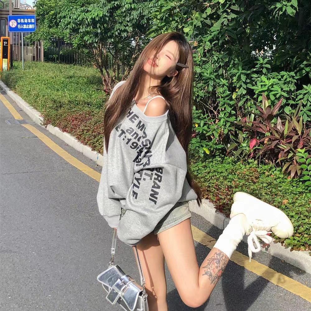Y2k Sexy Oversize T Shirt Women Streetwear Print Long Sleeve Basic Top Lady Fall Winter Korean Fashion Oversized Tees Shirt
