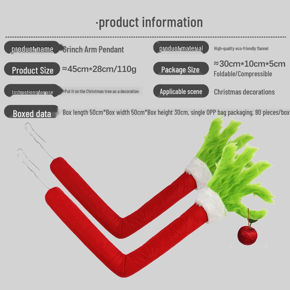 Grinch Apple Christmas Arm Decorations - Cute & Funny Masquerade Props