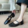G3760-70 French Square Head Shallow Mouth Single Shoes Women's 2025 Autumn New Temperament Thick Heel with Mary Jane Shoes