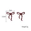 Temperament Encore Red Hollow Bowknot Stud Geometry Earring Jewelry Christmas Girl Friend Gift