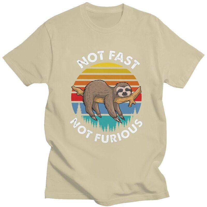 Custom Classic Retro Sunset Lazy Sloth T Shirt Men ShortSleeve Tshirt Casual Tee Oversized Tshirts Gift
