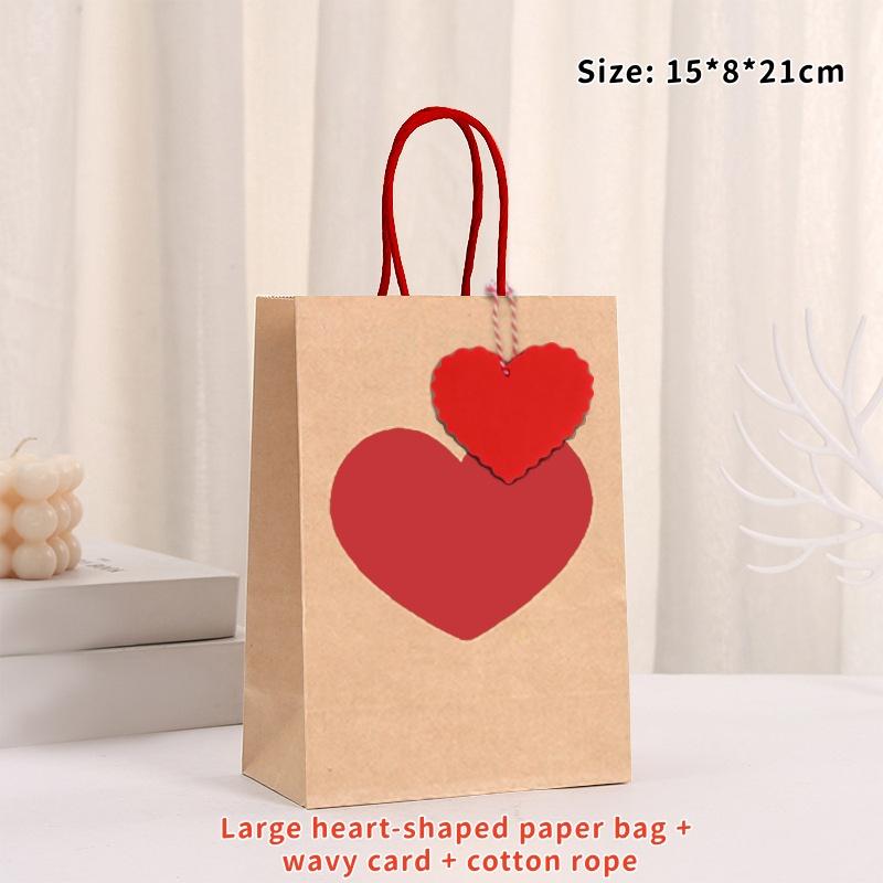 10Pcs High-Capacity Red Heart-Shaped Kraft Paper Gift Bags With Handles & Tags Festival Supplies Perfect For Valentine'S Day