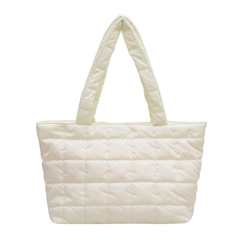 Embroidery Thread, Square Plaid Cotton Clothing Bag, Largecapacity Bag, Women's New Padded Underarm Bag, Shoulder Tote Bag.