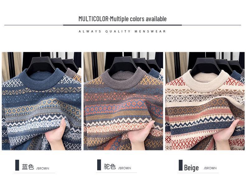 Men's Retro Trend Thickened Fashionable Anti-Pilling Skin-Friendly Knitted Sweater