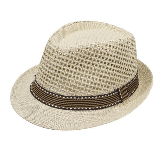 

Jazz Hat Hollow Design Breathable Summer Sun Protection Hat with Ribbon Decor Wide Brim Straw Hat Outdoor Cycling Versatile Headwear бежевий