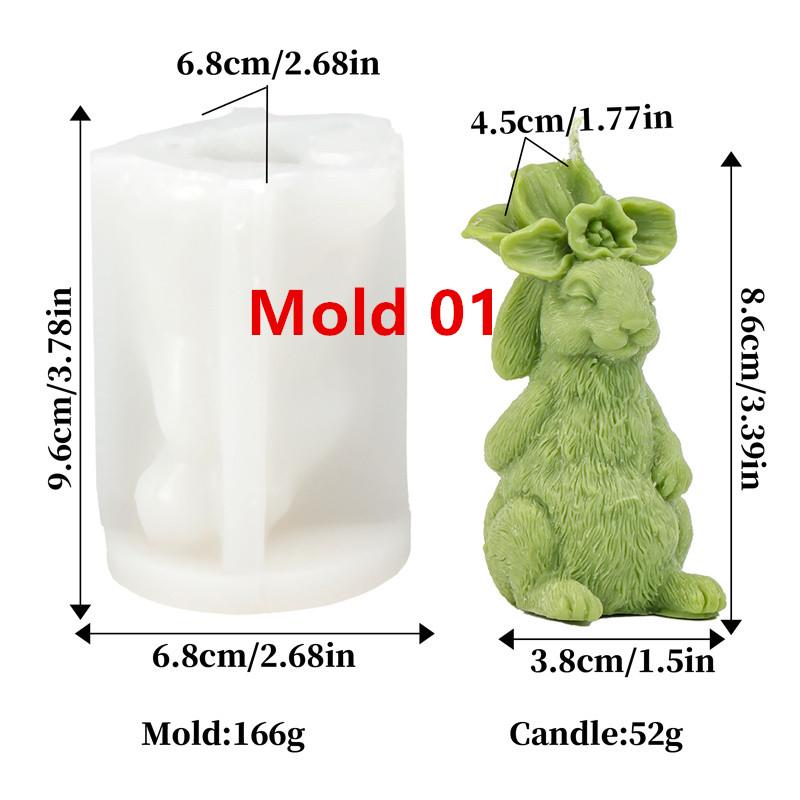 Easter Bunny Silicone Candle Mold DIY Flower Rabbit Shaped Easter Candle Gypsum Cake Mold Decorative Gifts Home Use