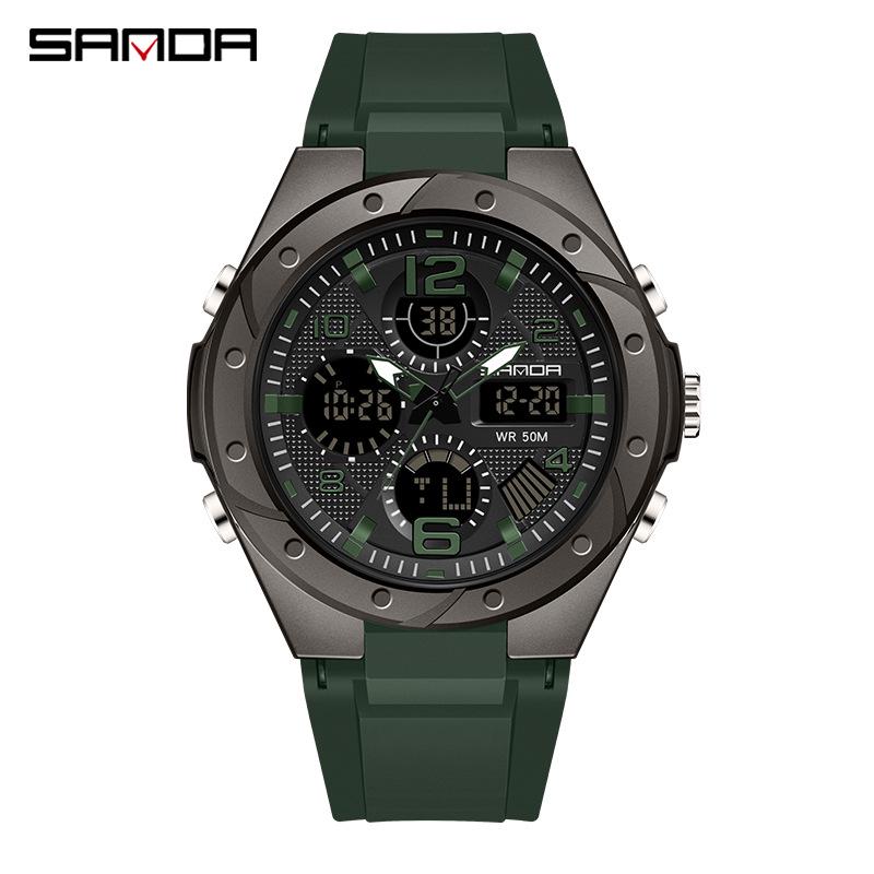 Sanda Skull Design Dual Display Waterproof Luminous Men's Student Multifunctional Watch
