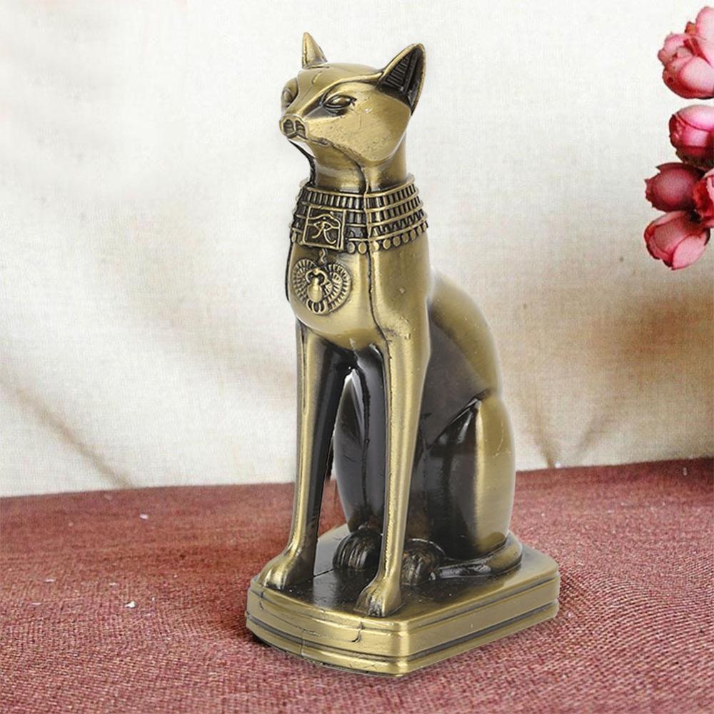 Figurina di Gatto Egiziano in Lega Statua Dea Gatto in Ottone Statue Statua di Bastet Decorazione per la Casa